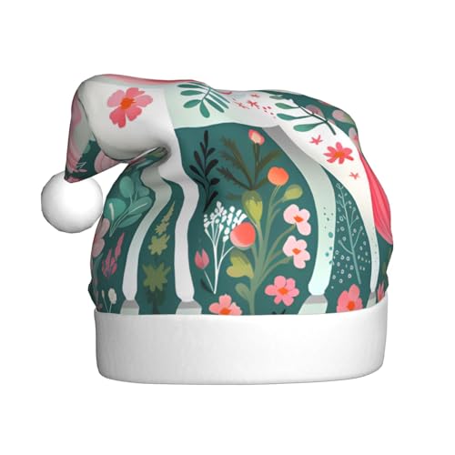 WBQLSL Einhorn mit rosa Haaren Erwachsene Weihnachtsmütze 39,9 cm hoch Plüsch Weihnachtsmütze Unisex dekorative Mütze Weihnachtsmann Weihnachten Halloween Party von WBQLSL