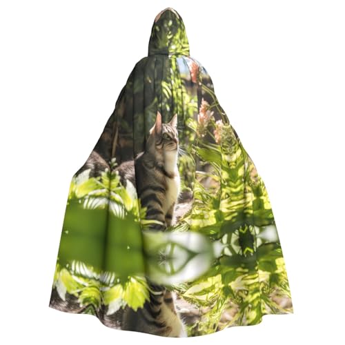 WBQLSL Eleganter bedruckter Umhang mit Katze – Maskenumhang mit Kapuze von WBQLSL