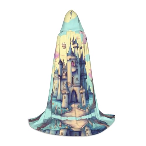 WBQLSL Fairytale Castle S bedruckter Umhang mit Kapuze, Cosplay-Kostüm, Halloween-Party-Requisite, S/M/L von WBQLSL