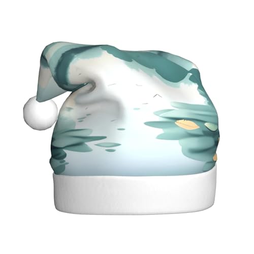 WBQLSL Fallen Leaves on a tranquil lake Adult Christmas Hat 39.9 cm high plush Christmas hat unisex decorative hat Santa Claus Christmas Halloween Party von WBQLSL