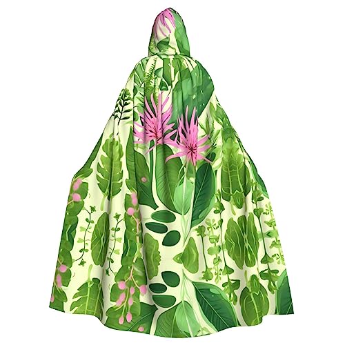 WBQLSL Faschings-Umhang, Halloween-Kapuzenumhang, Unisex, Karneval, Mottoparty und Maskerade, rosa Pflanzenblumenmuster von WBQLSL