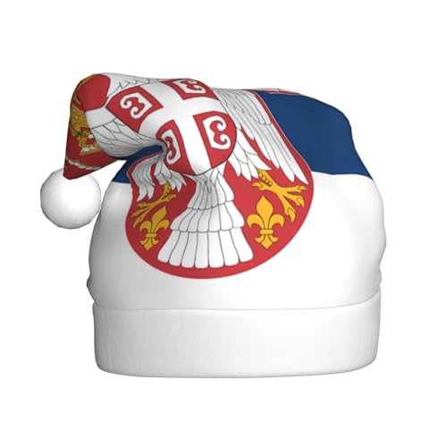 WBQLSL Flagge Serbiens Weihnachtsmütze für Erwachsene, 39,9 cm hoch, Plüsch-Weihnachtsmütze, Unisex, dekorativer Hut, Weihnachtsmann, Weihnachten, Halloween-Party von WBQLSL