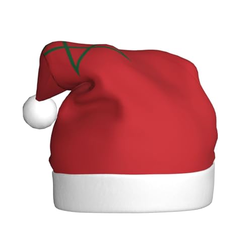 WBQLSL Flagge von Marokko Erwachsene Weihnachtsmütze 39,9 cm hoch Plüsch Weihnachtsmütze Unisex dekorative Mütze Weihnachtsmann Weihnachten Halloween Party von WBQLSL