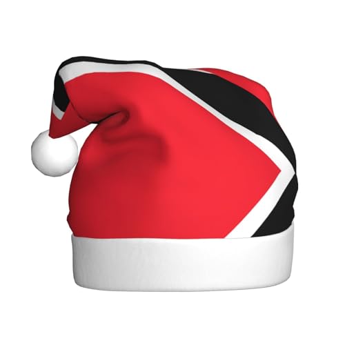 WBQLSL Flagge von Trinidad und Tobago Erwachsene Weihnachtsmütze 39,9 cm hoch Plüsch Weihnachtsmütze Unisex dekorative Mütze Weihnachtsmann Weihnachten Halloween Party von WBQLSL