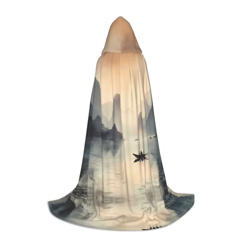 WBQLSL Guilin Landschaften L bedruckter Umhang mit Kapuze, Cosplay-Kostüm, Halloween-Party-Requisite, S/M/L von WBQLSL