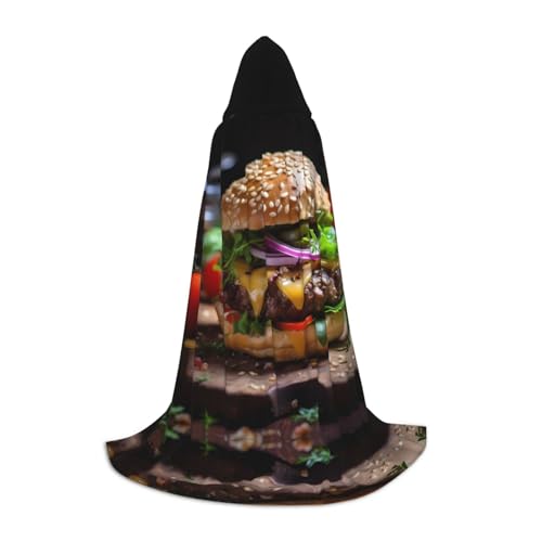 WBQLSL Hamburger M bedruckter Umhang mit Kapuze, Cosplay-Kostüm, Halloween-Party-Requisite, S/M/L WBQLSL Hamburger M bedruckter Umhang mit Kapuze, Cosplay-Kostüm, Halloween-Party-Requisite, S/M/L von WBQLSL