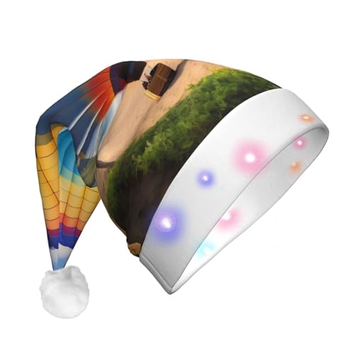 WBQLSL Hawaii-Heißluftballon-Weihnachtsmannmütze, Weihnachtsmannmütze, Unisex, Weihnachten, Neujahr, Erwachsene, Plüsch, Neujahr, Weihnachten, Party, Geschenk von WBQLSL