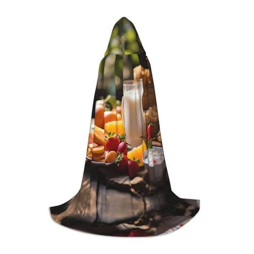WBQLSL Hearty Breakfast S bedruckter Robe-Umhang mit Kapuze, Cosplay-Kostüm, Halloween-Party-Requisite, S/M/L von WBQLSL