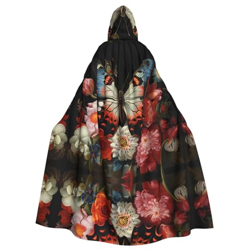 WBQLSL Hübscher Umhang mit Schmetterlings-Blumen bedruckt – Maskenumhang mit Kapuze WBQLSL Hübscher Umhang mit Schmetterlings-Blumen bedruckt – Maskenumhang mit Kapuze von WBQLSL