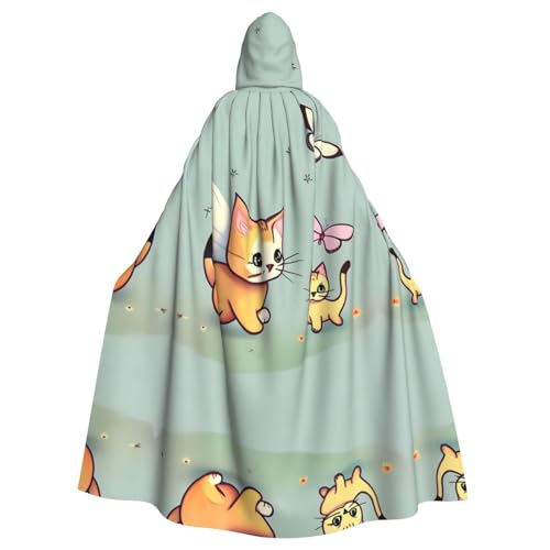 WBQLSL Kätzchen-Umhang mit Schmetterlings-Motiv, bedruckt, Maskenumhang mit Kapuze von WBQLSL