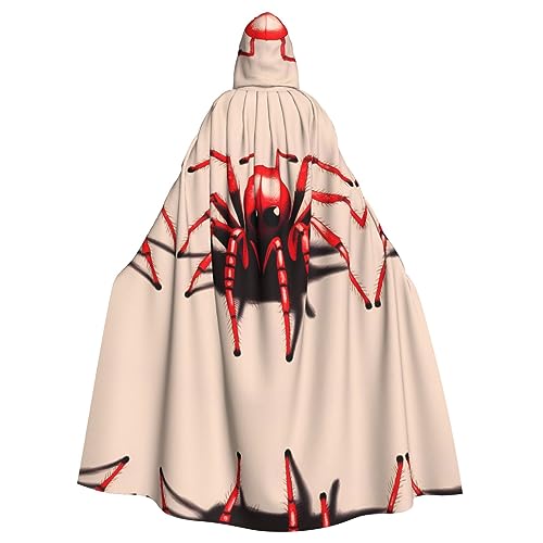 WBQLSL Karnevals-Mode-Umhang, Halloween-Kapuzenumhang, Unisex, Karneval, Mottoparty und Maskerade, niedliches kleines rotes Spinnenmuster von WBQLSL