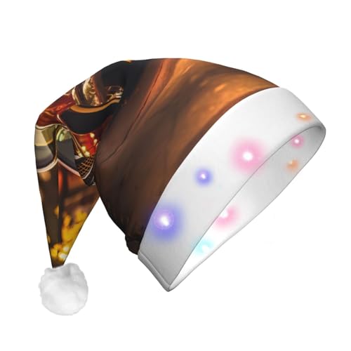 WBQLSL Klassische Vintage-Autos mit LED-Licht, Weihnachtsmannmütze, Unisex, Weihnachten, Neujahr, Erwachsene, Plüsch, Neujahrsgeschenk, Party-Geschenk von WBQLSL