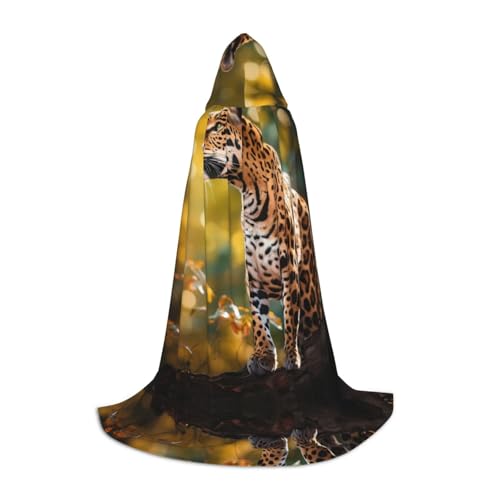 WBQLSL Leopard steht in einem Baum S Gedruckt Robe Cape | Kapuze | Cosplay Kostüm | Halloween Party Prop | S/M/L von WBQLSL