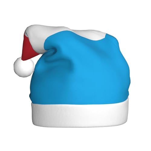 WBQLSL Luxemburger Flagge Erwachsene Weihnachtsmütze 39,9 cm hoch Plüsch Weihnachtsmütze Unisex dekorative Mütze Weihnachtsmann Weihnachten Halloween Party von WBQLSL