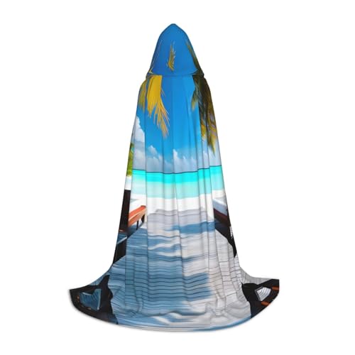 WBQLSL Maldives Holidays S bedruckter Umhang mit Kapuze, Cosplay-Kostüm, Halloween-Party-Requisite, S/M/L von WBQLSL