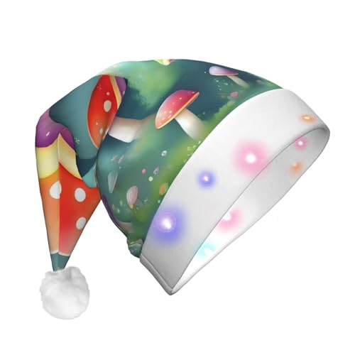 WBQLSL Niedliche farbige Pilzmütze, Weihnachtsmannmütze mit LED-Licht, Unisex, Weihnachten, Neujahr, Erwachsene, Plüsch, Neujahrsgeschenk, Partygeschenk von WBQLSL