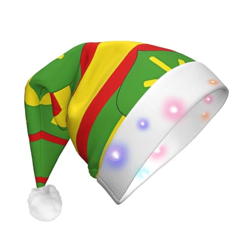 WBQLSL Nikolausmütze mit Hawaii-Flagge, LED-Licht, Unisex, Weihnachten, Neujahr, Erwachsene, Plüsch, Neujahr, Weihnachten, Party, Geschenk von WBQLSL