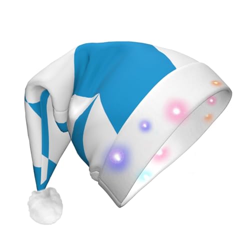 WBQLSL Nikolausmütze mit bayerischer Flagge, LED-Licht, Unisex, Weihnachten, Neujahr, Erwachsene, Plüsch, Neujahrsgeschenk, Partygeschenk von WBQLSL