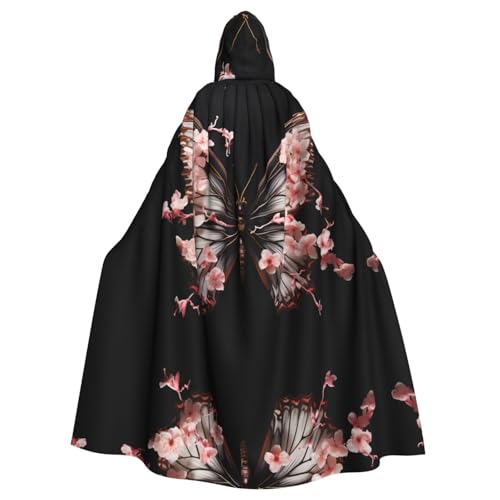 WBQLSL Petal Bloom Umhang mit Schmetterlings-Motiv, bedruckt, Maskenumhang mit Kapuze von WBQLSL