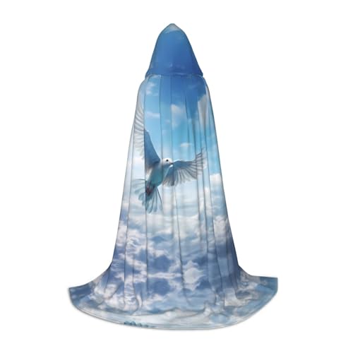 WBQLSL Robe Cape mit Vogelmotiv, Blau, Wolken, mit Kapuze, Cosplay-Kostüm, Halloween-Party-Requisite, Größe S/M/L WBQLSL Robe Cape mit Vogelmotiv, Blau, Wolken, mit Kapuze, Cosplay-Kostüm, Halloween-Party-Requisite, Größe S/M/L von WBQLSL