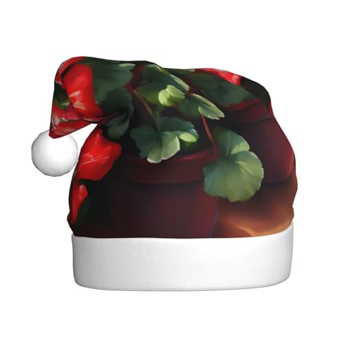 WBQLSL Rote Geranien Weihnachtsmütze für Erwachsene, 39,9 cm hoch, Plüsch-Weihnachtsmütze, Unisex, dekorativer Hut, Weihnachtsmann, Weihnachten, Halloween-Party WBQLSL Rote Geranien Weihnachtsmütze für Erwachsene, 39,9 cm hoch, Plüsch-Weihnachtsmütze, Unisex, dekorativer Hut, Weihnachtsmann, Weihnachten, Halloween-Party von WBQLSL