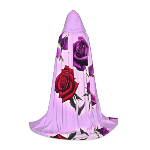 WBQLSL Rote und violette Rosen, M, bedruckt, mit Kapuze, Cosplay-Kostüm, Halloween-Party-Requisite, S/M/L von WBQLSL