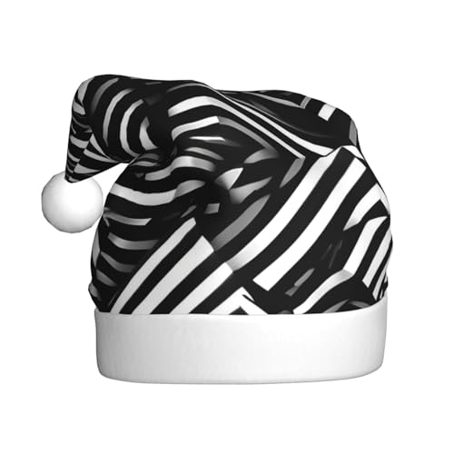 WBQLSL Schwarze und weiße Linien Weihnachtsmütze für Erwachsene, 39,9 cm hohe Plüsch-Weihnachtsmütze, Unisex, dekorativer Hut, Weihnachtsmann, Weihnachten, Halloween-Party WBQLSL Schwarze und weiße Linien Weihnachtsmütze für Erwachsene, 39,9 cm hohe Plüsch-Weihnachtsmütze, Unisex, dekorativer Hut, Weihnachtsmann, Weihnachten, Halloween-Party von WBQLSL