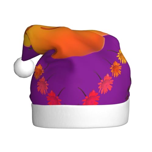 WBQLSL Smiley Orange Erwachsene Weihnachtsmütze 39,9 cm hoch Plüsch Weihnachtsmütze Unisex dekorative Mütze Weihnachtsmann Weihnachten Halloween Party von WBQLSL