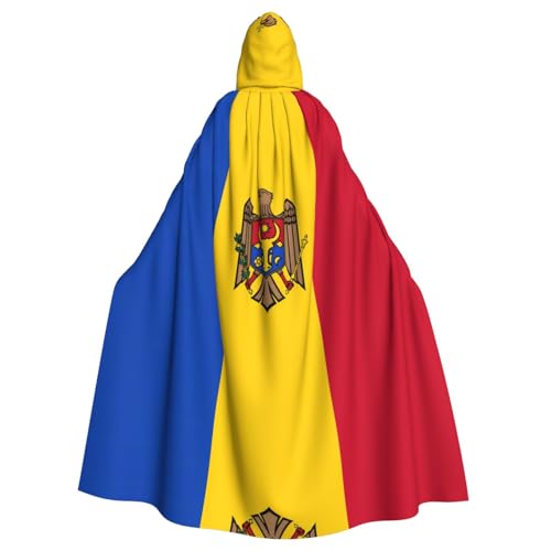 WBQLSL Umhang mit Flagge von Moldawien, bedruckt, Maskerade-Umhang mit Kapuze von WBQLSL