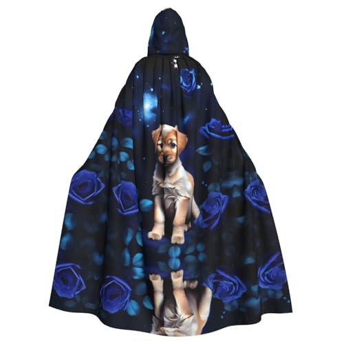 WBQLSL Umhang mit blauem Rosenmotiv, mit Kapuze, Maskerade-Umhang von WBQLSL