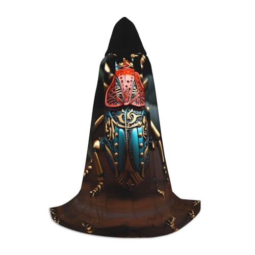 WBQLSL Umhang mit buntem Käfer, bedruckt, mit Kapuze, Cosplay-Kostüm, Halloween-Party-Requisite, S/M/L von WBQLSL