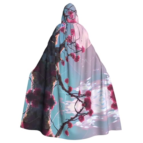 WBQLSL Umhang mit kleinen rosa Blumen bedruckt – Maskenumhang mit Kapuze von WBQLSL