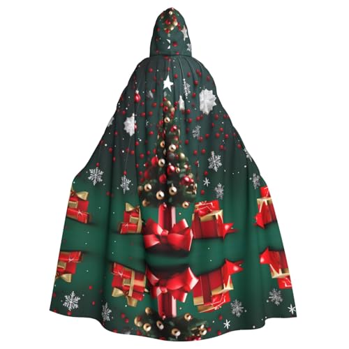 WBQLSL Umhang mit rundem Ball, Weihnachtsbaum, bedruckt, Maskenumhang mit Kapuze von WBQLSL