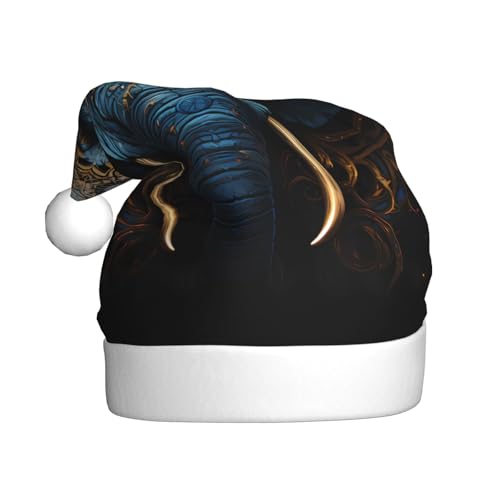 WBQLSL Unheimlicher Elefant Erwachsene Weihnachtsmütze 39,9 cm hoch Plüsch Weihnachtsmütze Unisex dekorative Mütze Weihnachtsmann Weihnachten Halloween Party von WBQLSL