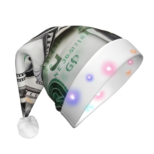 WBQLSL Weihnachtsmannmütze mit LED-Licht, unisex, Weihnachtsmannmütze, Weihnachtsmannmütze, Plüsch, Neujahr, Weihnachten, Party, Geschenk von WBQLSL