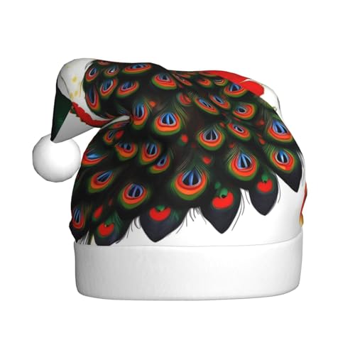 WBQLSL Weihnachtsmütze für Erwachsene, Pfauenrote Blume, 39,9 cm hoch, Plüsch-Weihnachtsmütze, Unisex, dekorativer Hut, Weihnachtsmann, Weihnachten, Halloween-Party WBQLSL Weihnachtsmütze für Erwachsene, Pfauenrote Blume, 39,9 cm hoch, Plüsch-Weihnachtsmütze, Unisex, dekorativer Hut, Weihnachtsmann, Weihnachten, Halloween-Party von WBQLSL