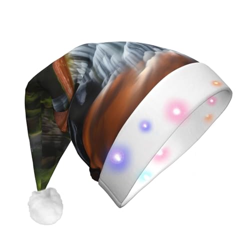 WBQLSL Weihnachtsmütze mit Wasserfall-Ansicht, LED-Licht, Unisex, Weihnachten, Neujahr, Erwachsene, Plüsch, Neujahrs-, Weihnachtsgeschenk, Party-Geschenk von WBQLSL