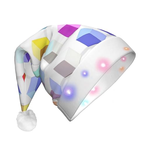 WBQLSL Weihnachtsmütze mit buntem LED-Licht, Unisex, Weihnachten, Neujahr, Erwachsene, Plüsch, Neujahrsgeschenk, Partygeschenk von WBQLSL