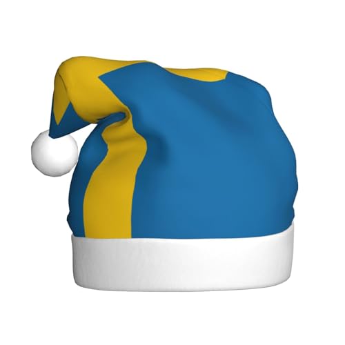 WBQLSL Weihnachtsmütze mit schwedischer Flagge, 39,9 cm hoch, Plüsch-Weihnachtsmütze, Unisex, dekorativer Hut, Weihnachtsmann, Weihnachten, Halloween-Party WBQLSL Weihnachtsmütze mit schwedischer Flagge, 39,9 cm hoch, Plüsch-Weihnachtsmütze, Unisex, dekorativer Hut, Weihnachtsmann, Weihnachten, Halloween-Party von WBQLSL