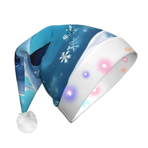 WBQLSL Wintermütze mit Delfin-LED-Licht, Weihnachtsmannmütze, Unisex, Weihnachten, Neujahr, Erwachsene, Plüsch, Neujahr, Weihnachten, Party, Geschenk von WBQLSL