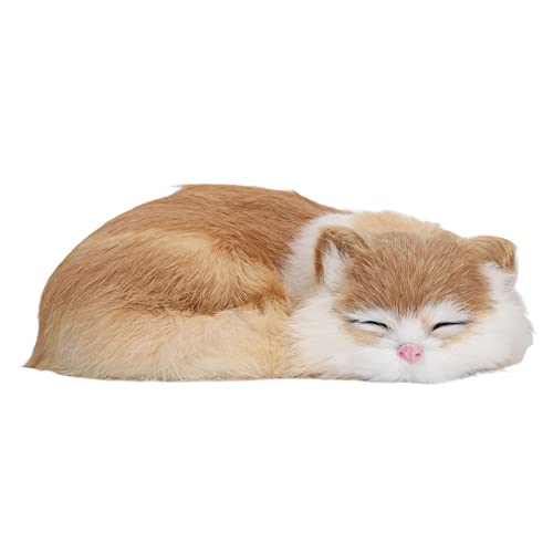 Pelzige Schlafende Katzenfigur, Realistische Simulation, Flauschiges, Dekoratives Plüsch-Schlafkatzenmodell für das Heimbüro von WBTY
