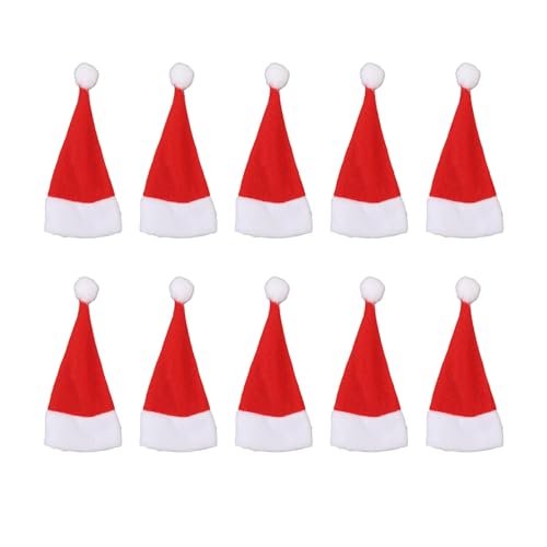WBTY 30 Stück Mini-Weihnachtsmannmützen, Miniatur-Ornamente für Heimwerker, Urlaub, Messer, Gabel, Geschirr, Weinflaschen-Dekoration von WBTY