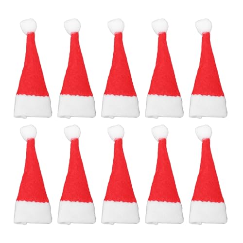 WBTY 30 Stück Weihnachtsdekoration, Hut, Vliesstoff, Rot, für Mini-Weihnachtspuppen, Zum Basteln von WBTY