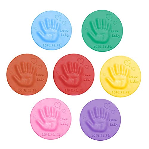WBTY Baby Handabdruck-Set und Fußabdruck-Bilderrahmen, Ton-Set, 7 Farben, weicher Ton, Flauschiger Schaumstoff, Neugeborene Mädchen und Jungen, Hand- und Fußabdrücke, Andenken, WBTY Baby Handabdruck-Set und Fußabdruck-Bilderrahmen, Ton-Set, 7 Farben, weicher Ton, Flauschiger Schaumstoff, Neugeborene Mädchen und Jungen, Hand- und Fußabdrücke, Andenken, von WBTY