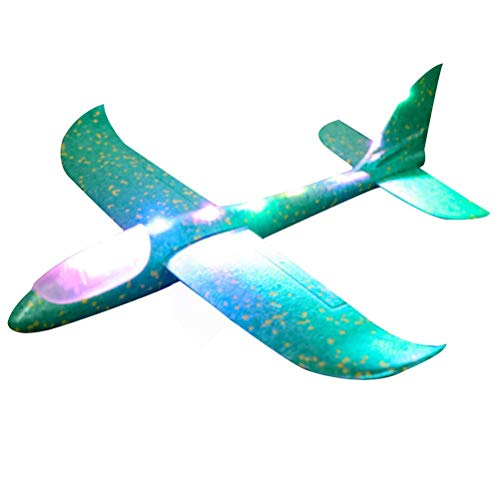 WBTY LED-Leucht-Segelflugzeug, Modellspielzeug, Manuelles Werfen, Schaumstoff-Segelflugzeug mit Zwei Flugmodi, Kinder (Grün) von WBTY