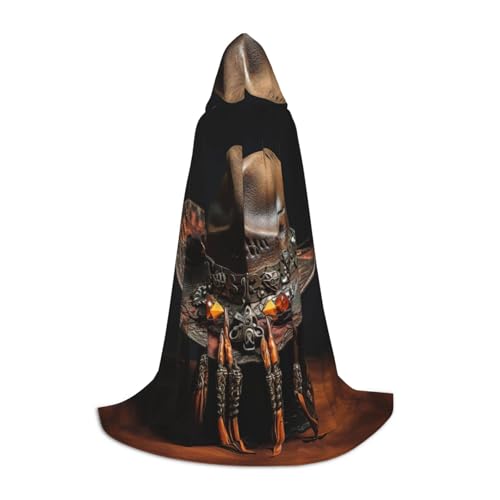 American West Rodeo-Hut-Druck, Halloween-Kostüm, mittelalterlicher Umhang mit bequemer Kapuze, für Cosplay, Partys und mehr von WCXTHGFA
