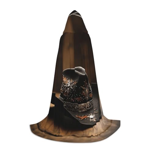American West Rodeo-Hut-Druck, Halloween-Kostüm, mittelalterlicher Umhang mit bequemer Kapuze, für Cosplay, Partys und mehr von WCXTHGFA