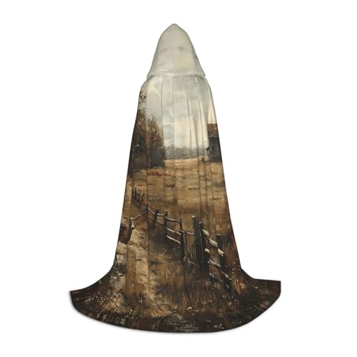 Halloween-Kostüm, Bauernhof mit Hirsch-Druck, mittelalterlicher Umhang mit bequemer Kapuze, für Cosplay, Partys und mehr von WCXTHGFA