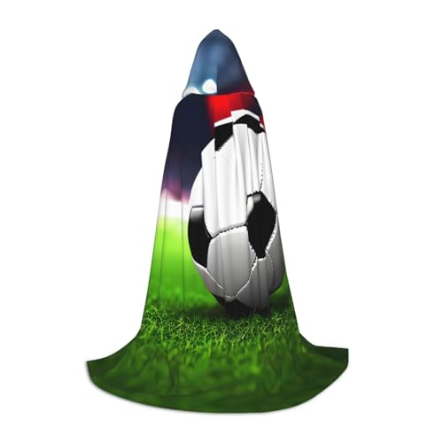 WCXTHGFA Fußball-Sportball-Druck, Halloween-Kostüm, mittelalterlicher Umhang mit bequemer Kapuze, für Cosplay, Partys und mehr von WCXTHGFA