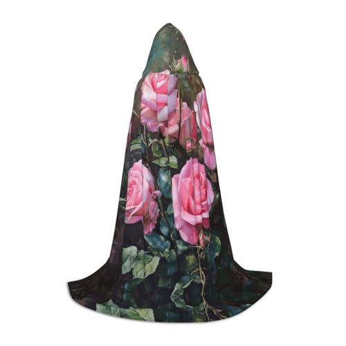 WCXTHGFA Halloween-Kostüm, Motiv: Rote frische Rosen, mittelalterlicher Umhang mit bequemer Kapuze, für Cosplay, Partys und mehr WCXTHGFA Halloween-Kostüm, Motiv: Rote frische Rosen, mittelalterlicher Umhang mit bequemer Kapuze, für Cosplay, Partys und mehr von WCXTHGFA